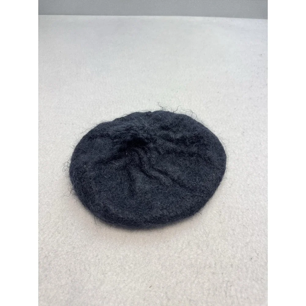 Donegal‎ Design Hat Beret Womens One Size Black Mohair Knit Handmade Ireland
